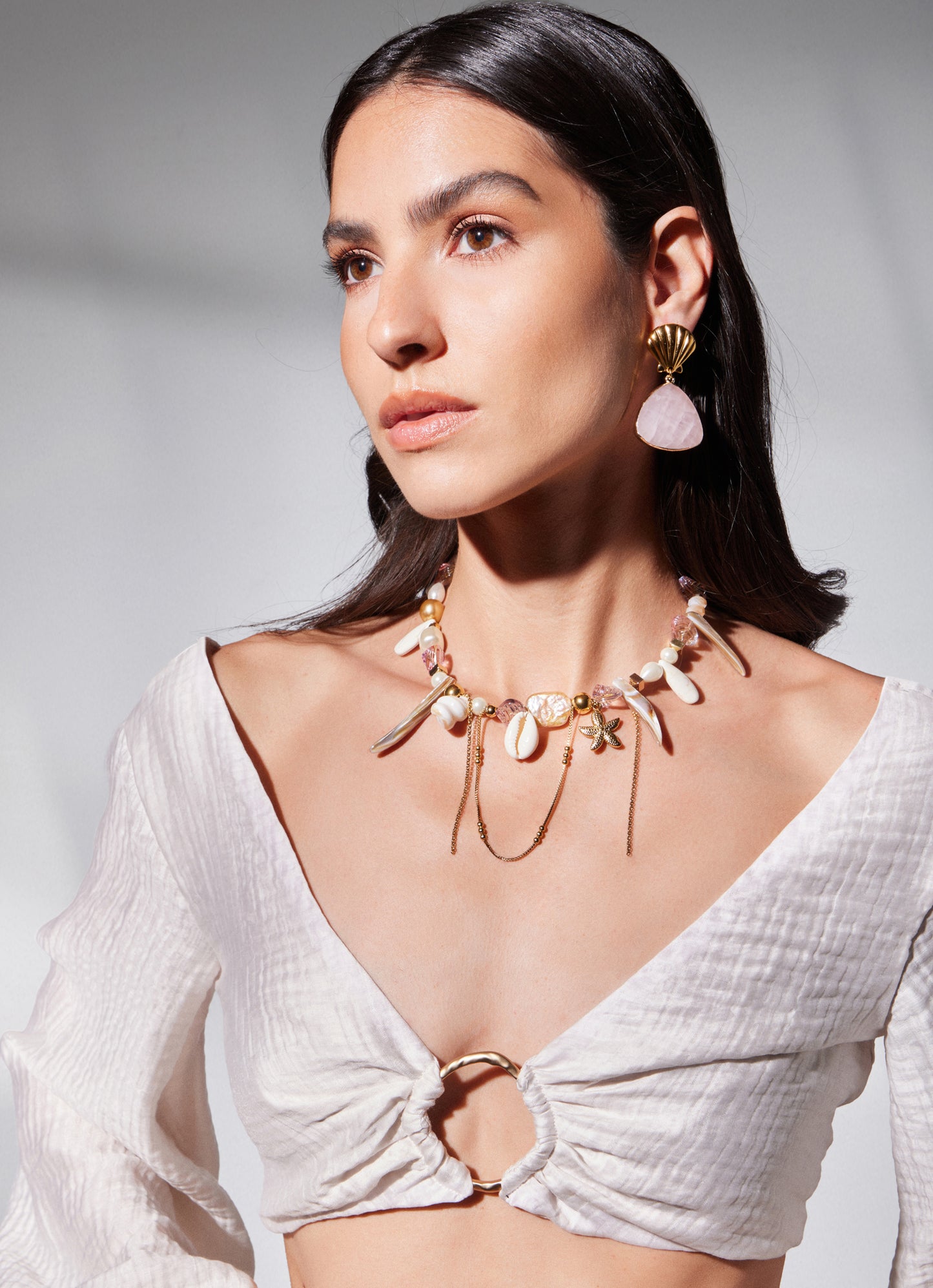 Earrings with semi precious stones