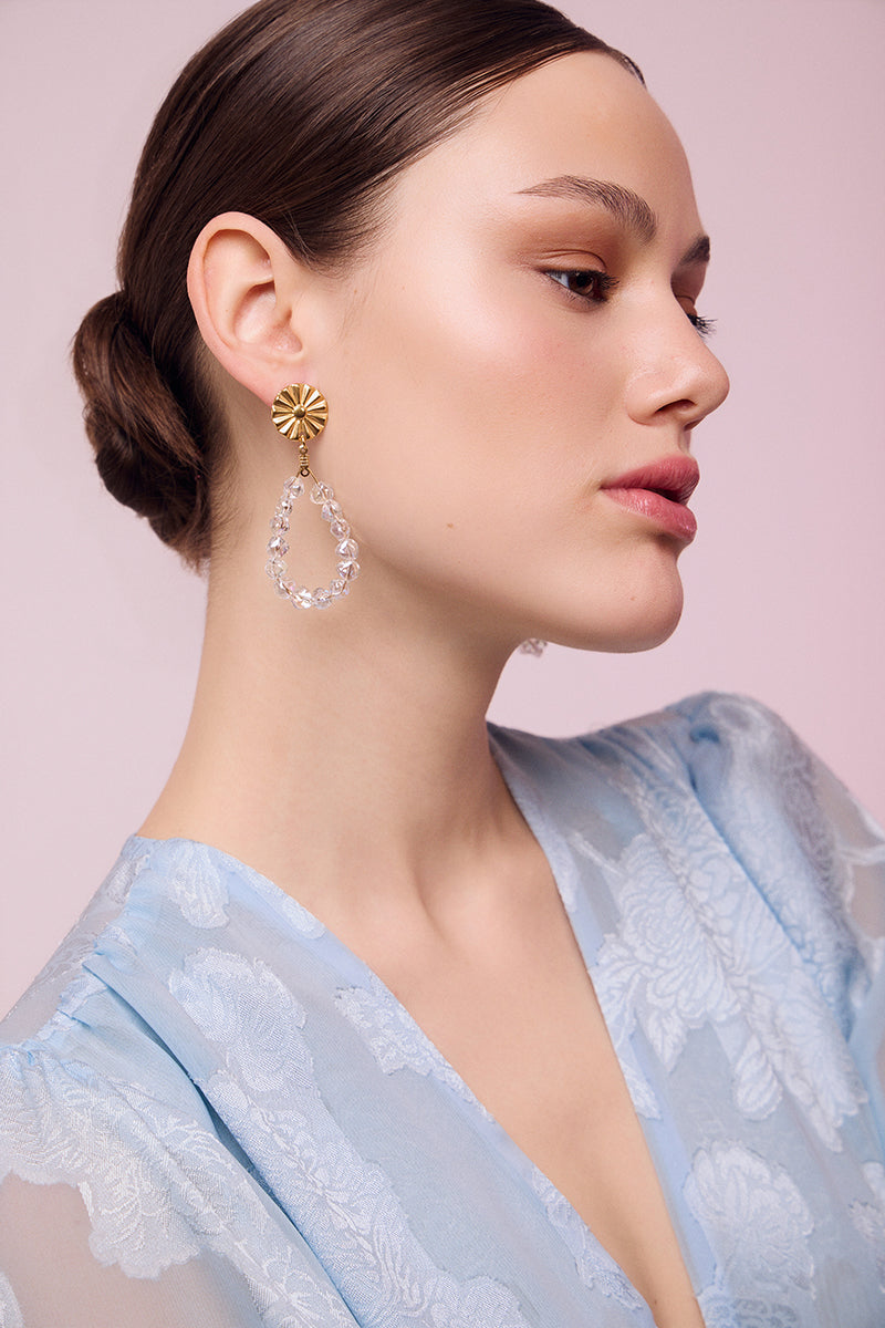 Earrings with crystal beads