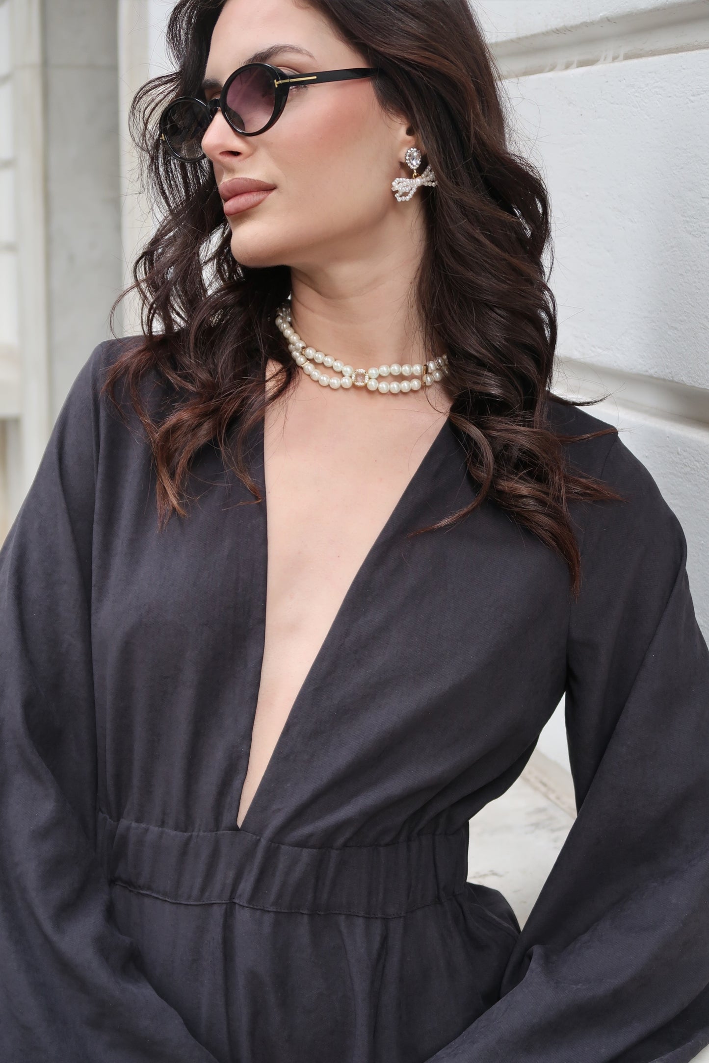 2ble choker pearl necklace