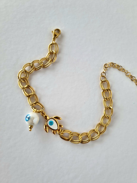 Steel chain turtle bracelet