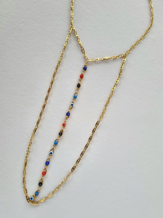 Steel necklace with eye beads