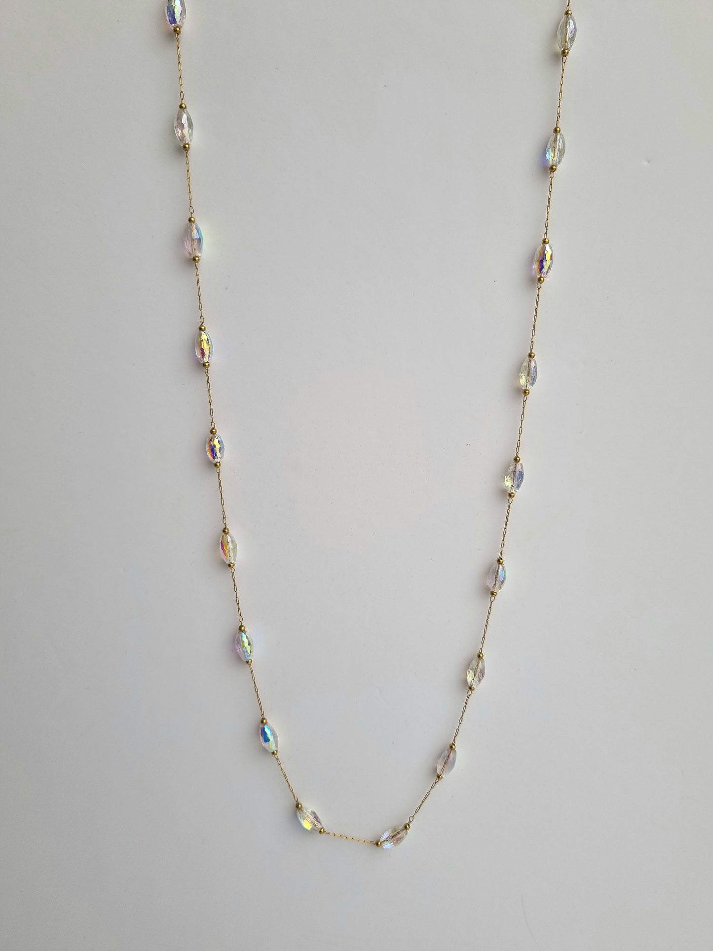 Long necklace with crystal beads