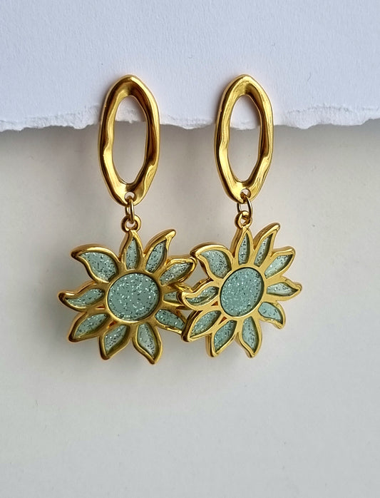 Flower glitter earrings