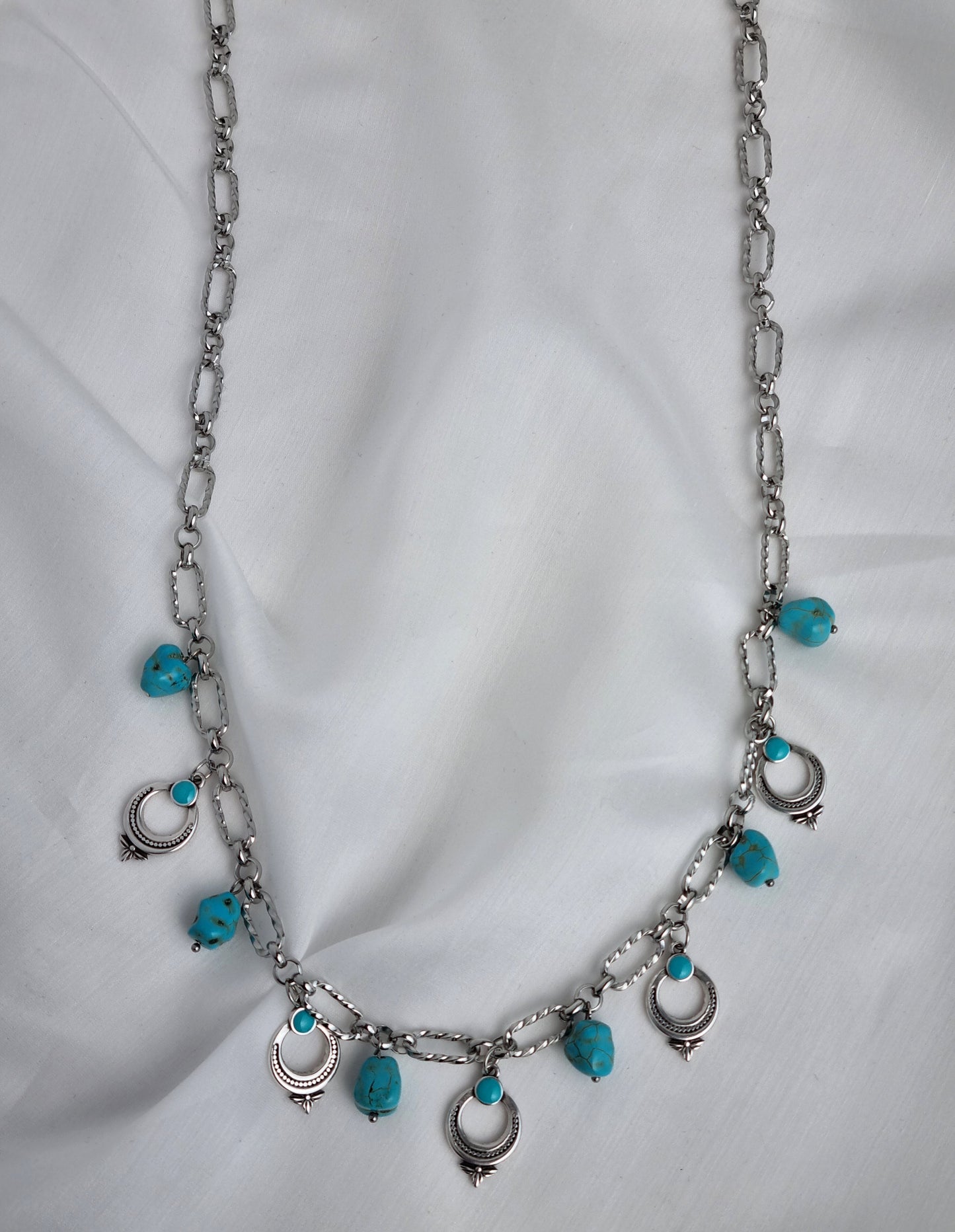 Long steel chain boho necklace