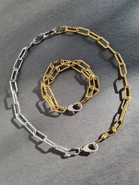 2 colored necklace with zircon crystals