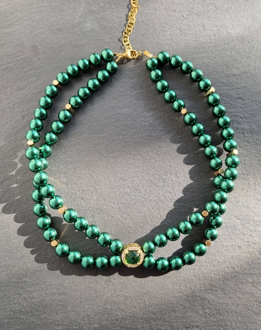 2ble choker pearl necklace