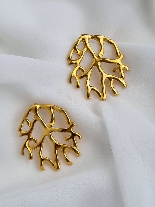 Coral stud earrings