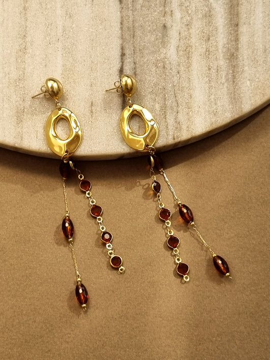 Steel earrings with crystals