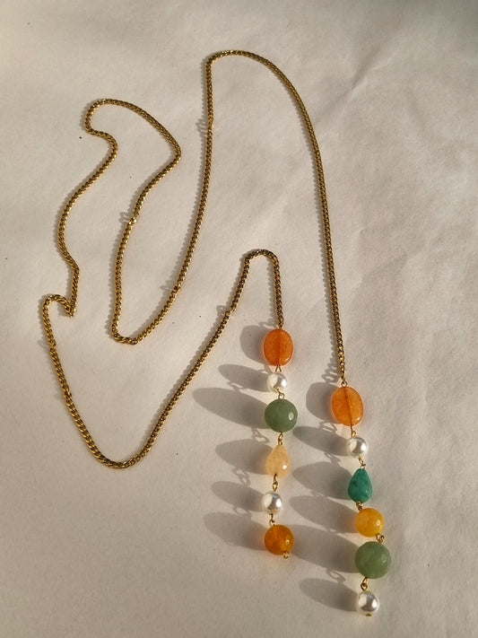 Polymorphic necklace with semi-precious stones