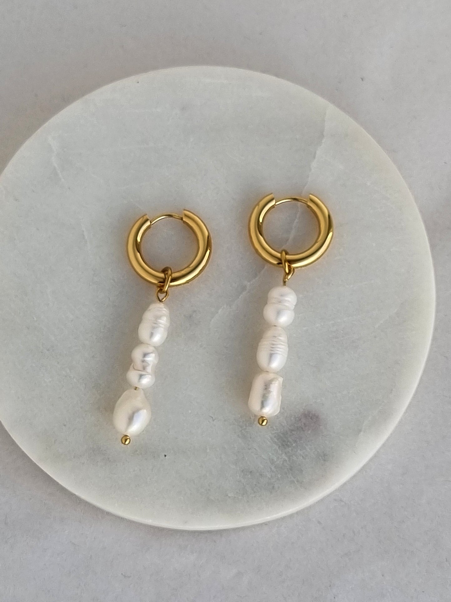 Hoop earrings with fresh water pearls