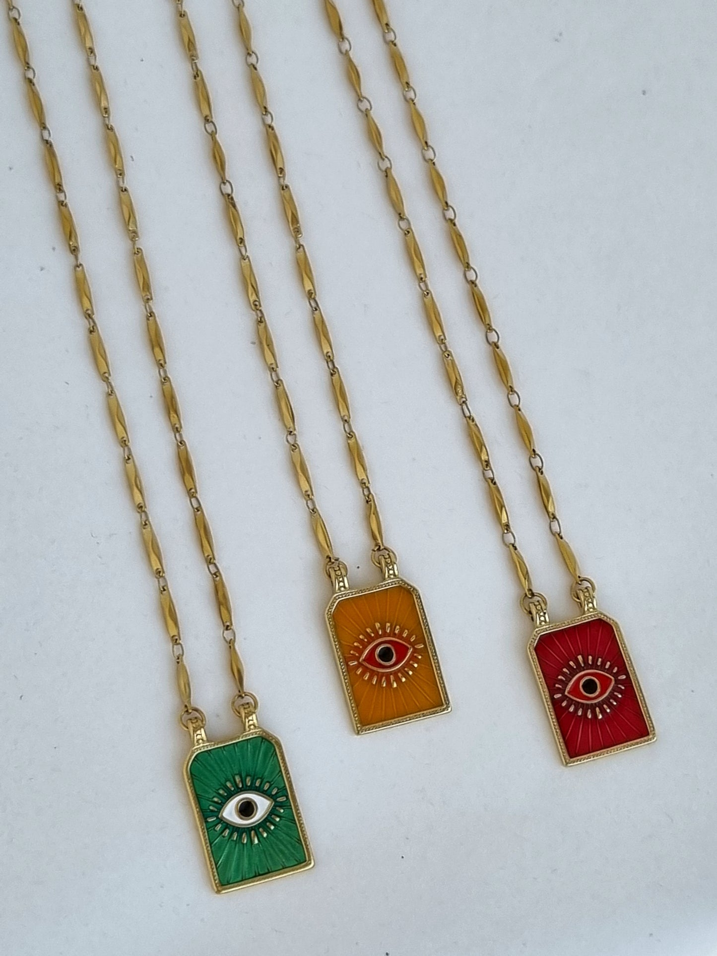 Steel necklace with evil eye