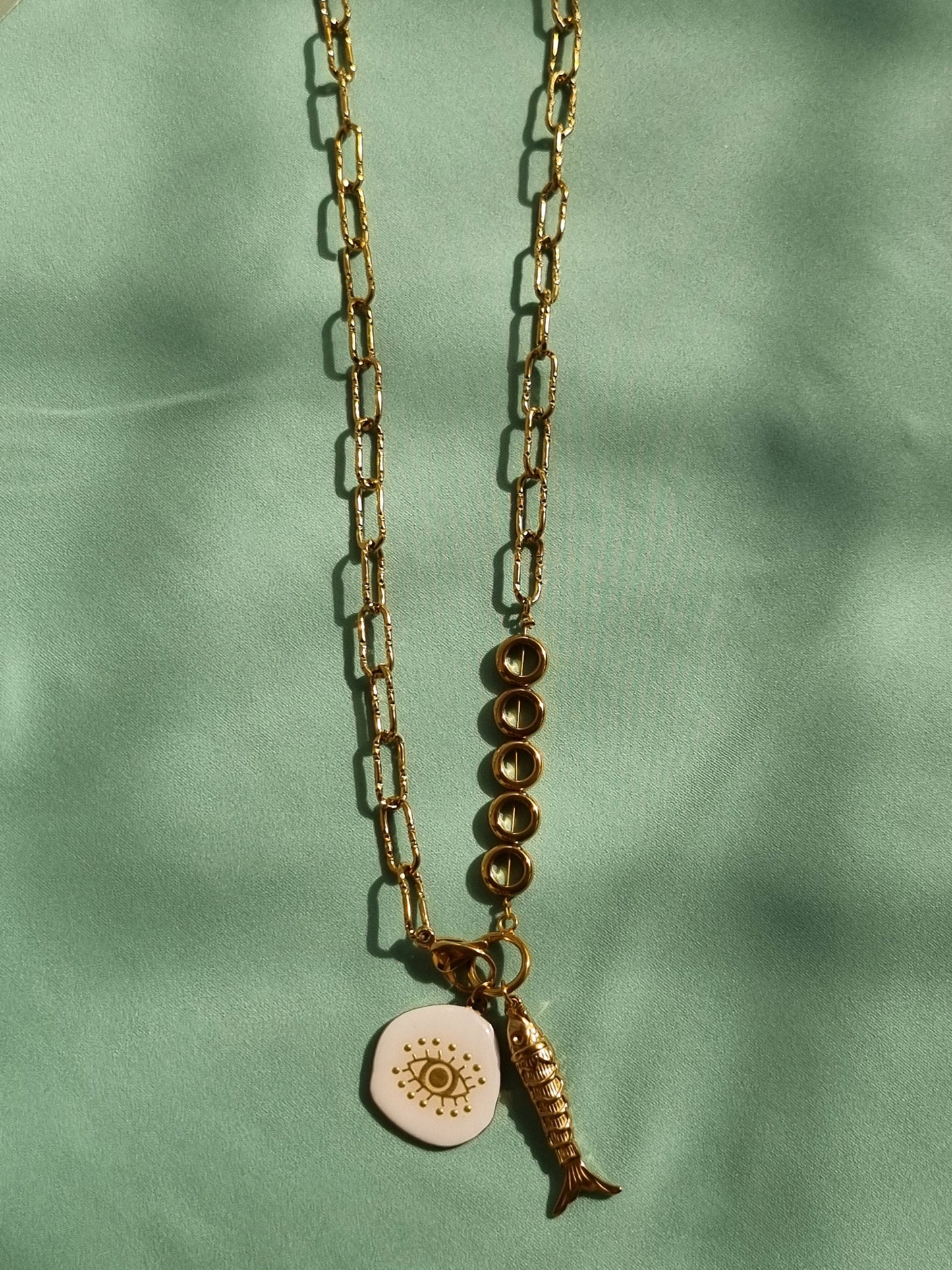 Steel necklace with evil eye