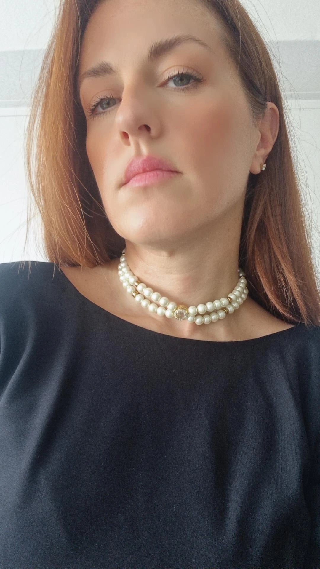 2ble choker pearl necklace