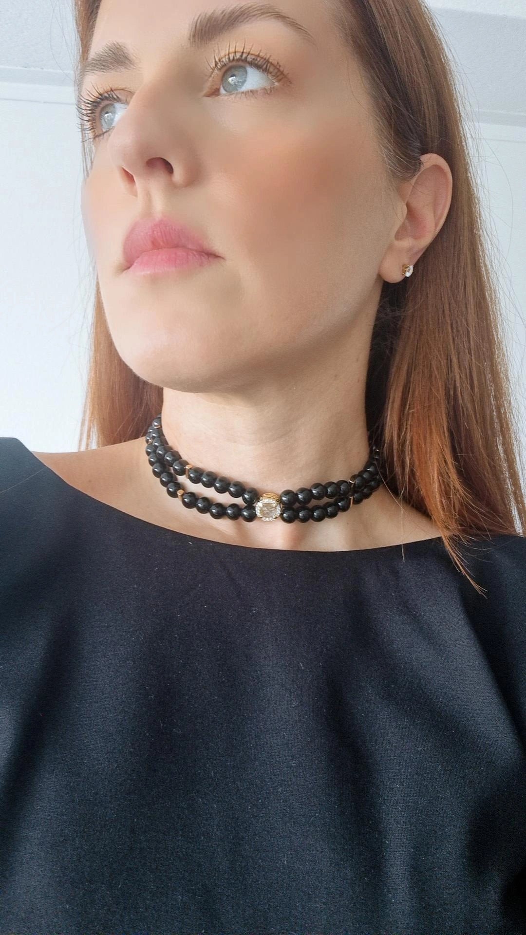 2ble choker pearl necklace