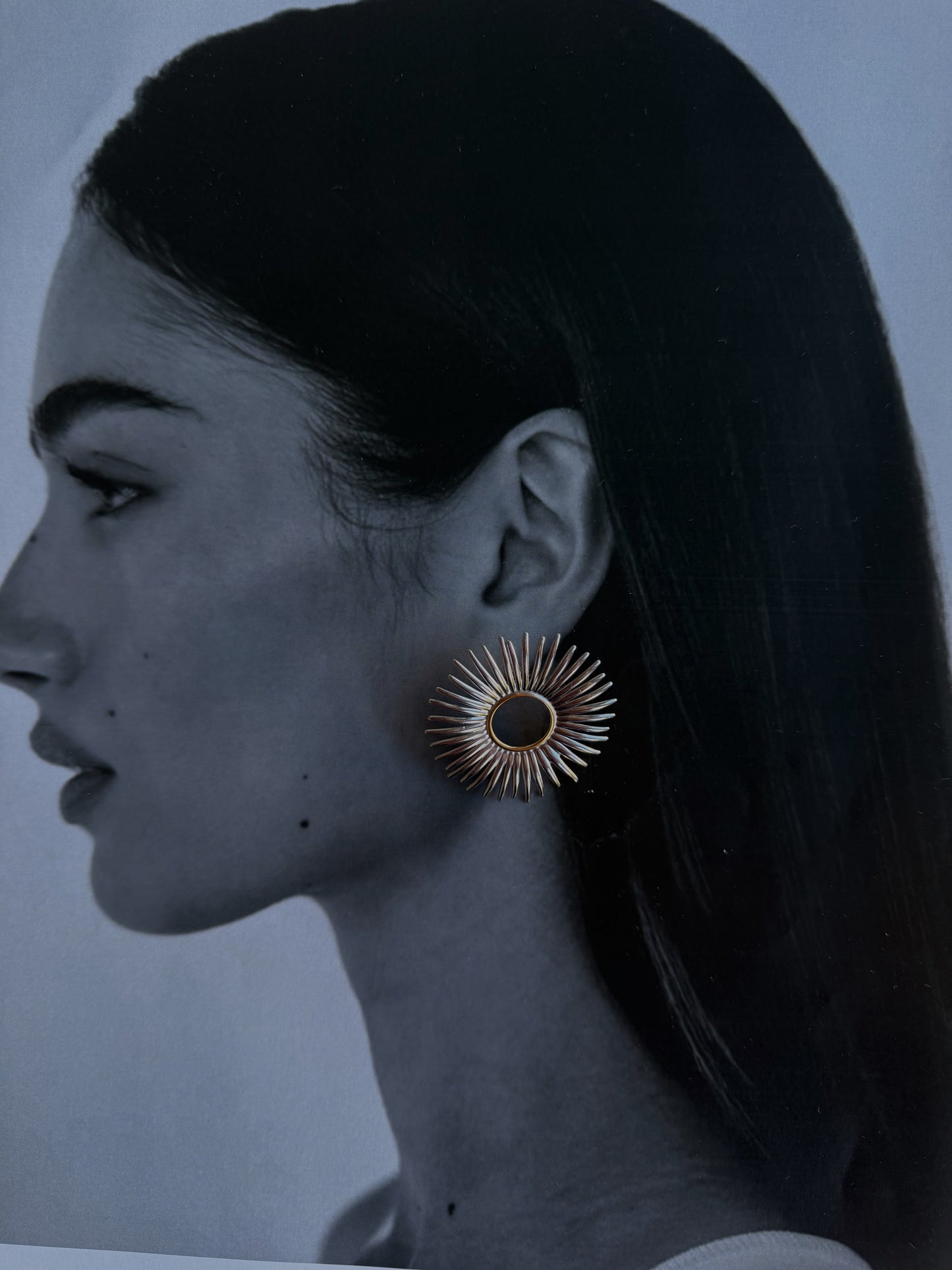 Steel sun earrings