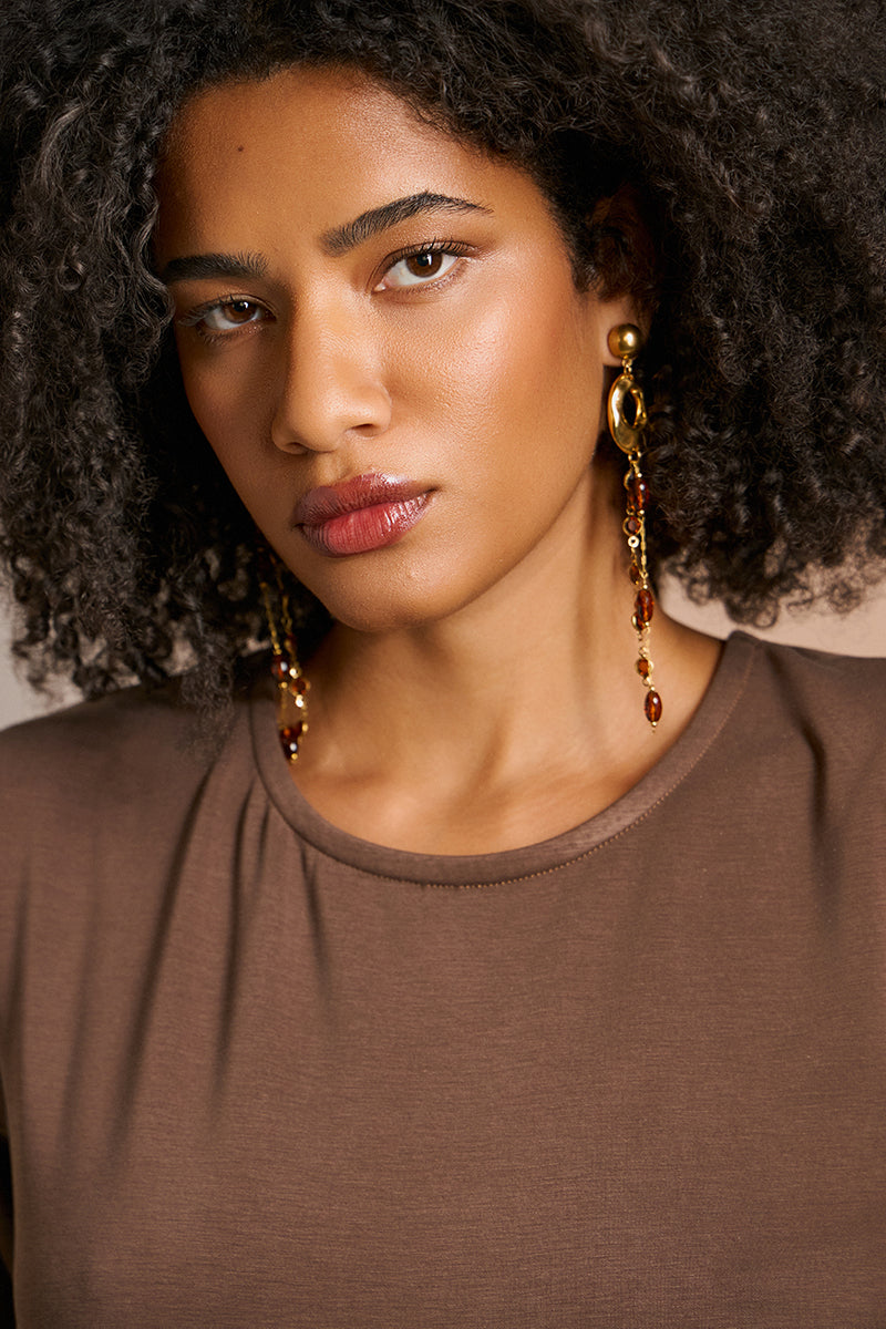 Steel earrings with crystals