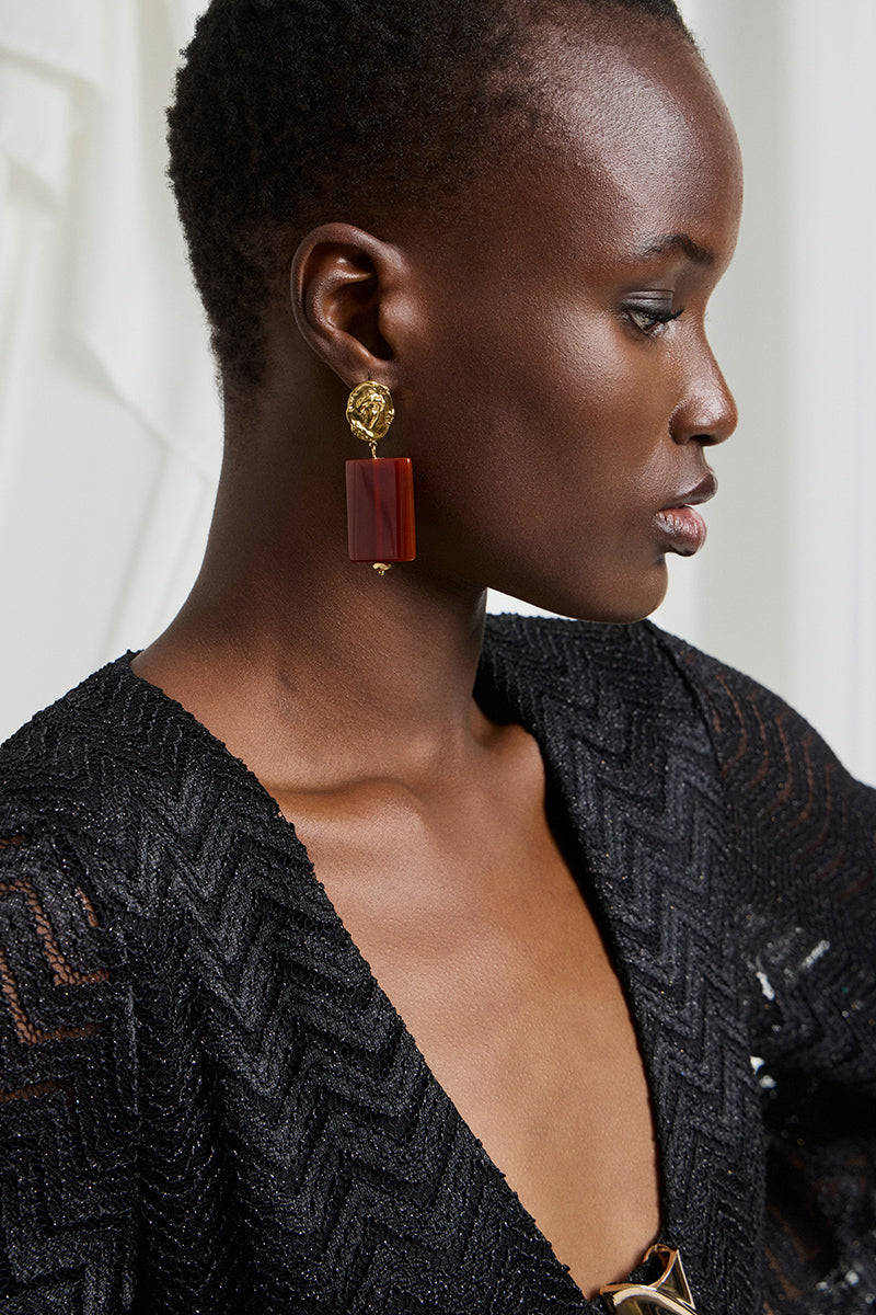 Earrings with carneole stones