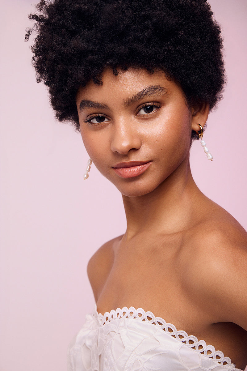 Hoop earrings with fresh water pearls
