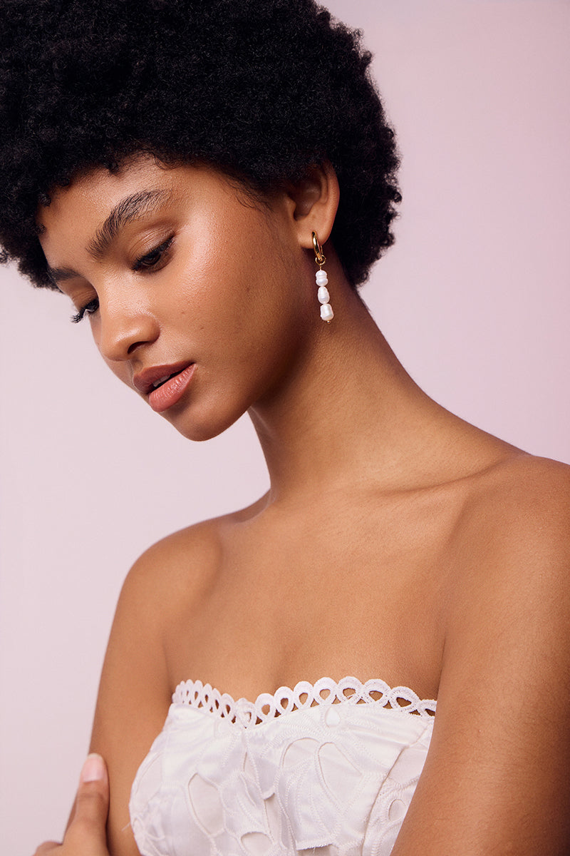 Hoop earrings with fresh water pearls