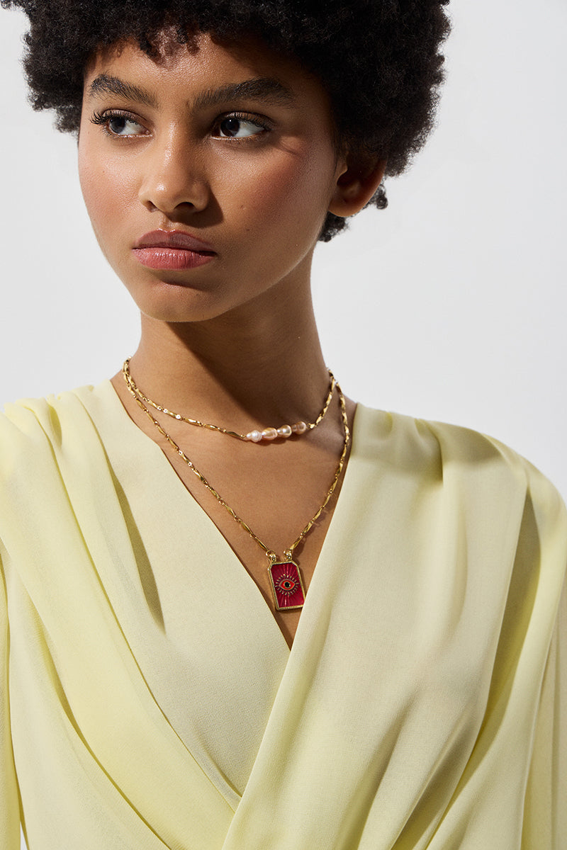 Steel necklace with evil eye