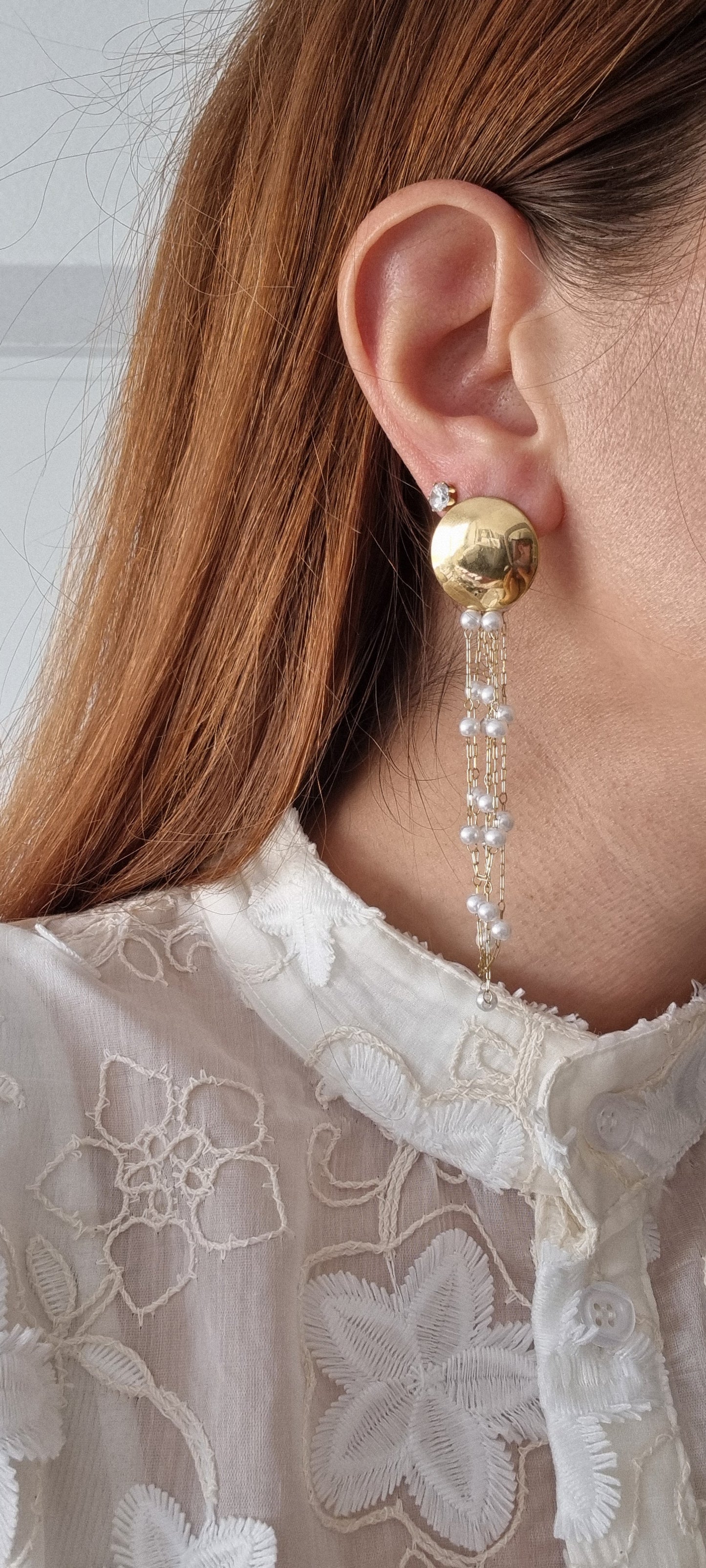 Steel earrings with pearls