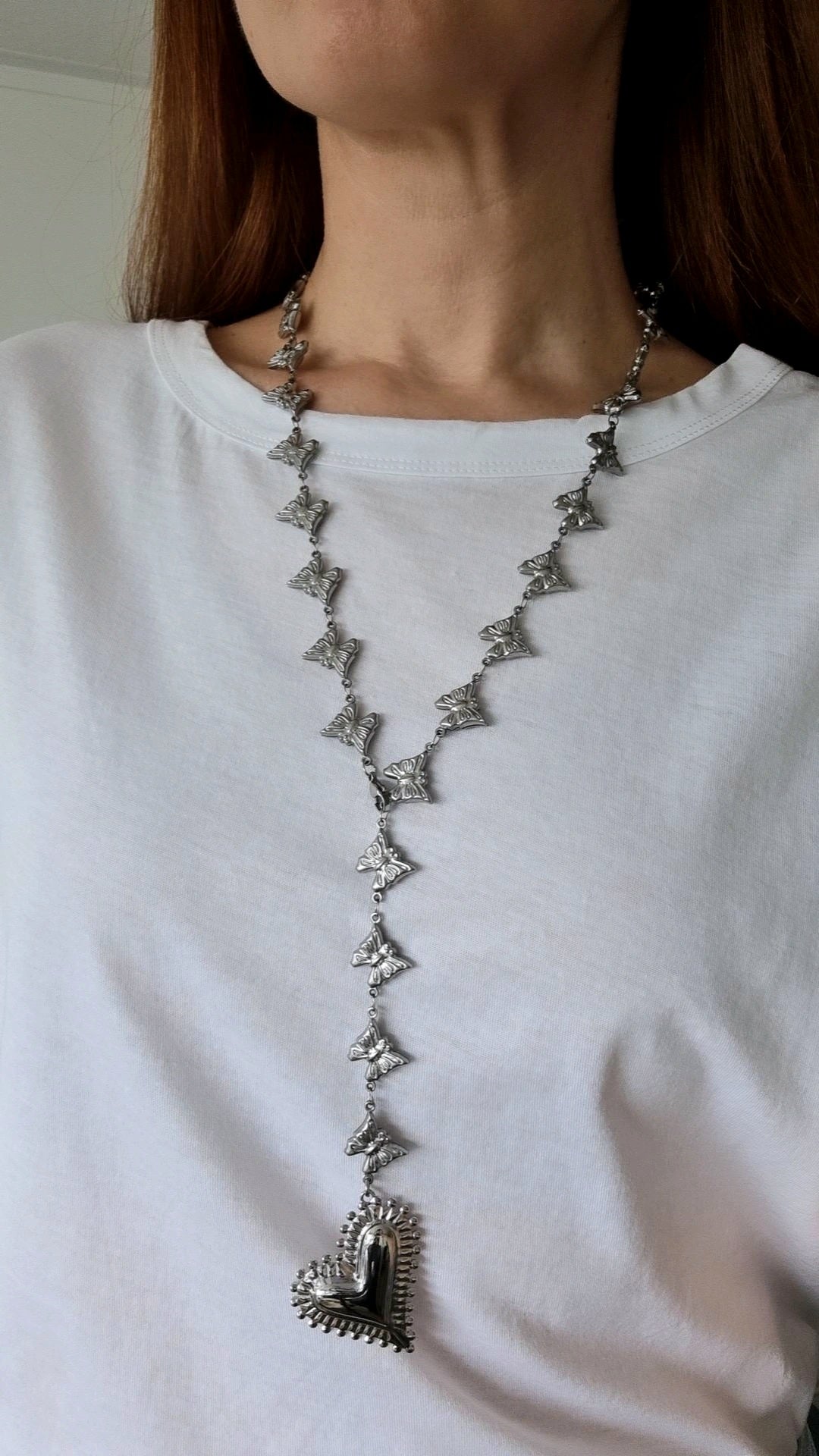 Steel necklace with butterflies