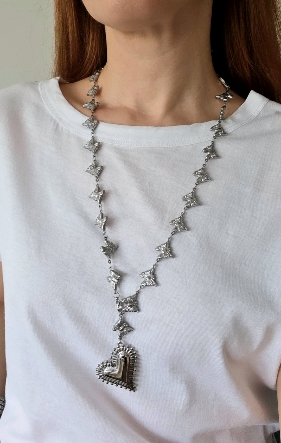 Steel necklace with butterflies