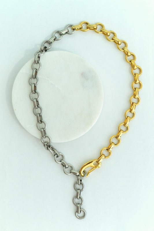 Stainless steel 2 colored necklace