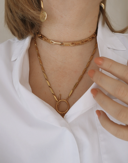 Stainless steel choker necklace and bracelet
