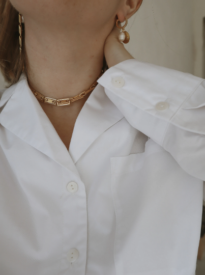 Stainless steel choker necklace and bracelet